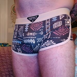 Men's Tribal Patterned Shorts - Black and Cream